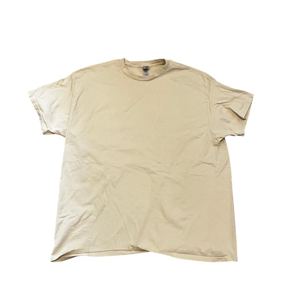 Gildan Heavy Cotton Tan Beige T-Shirt XL Mens Blank Neutral Streetwear Tee